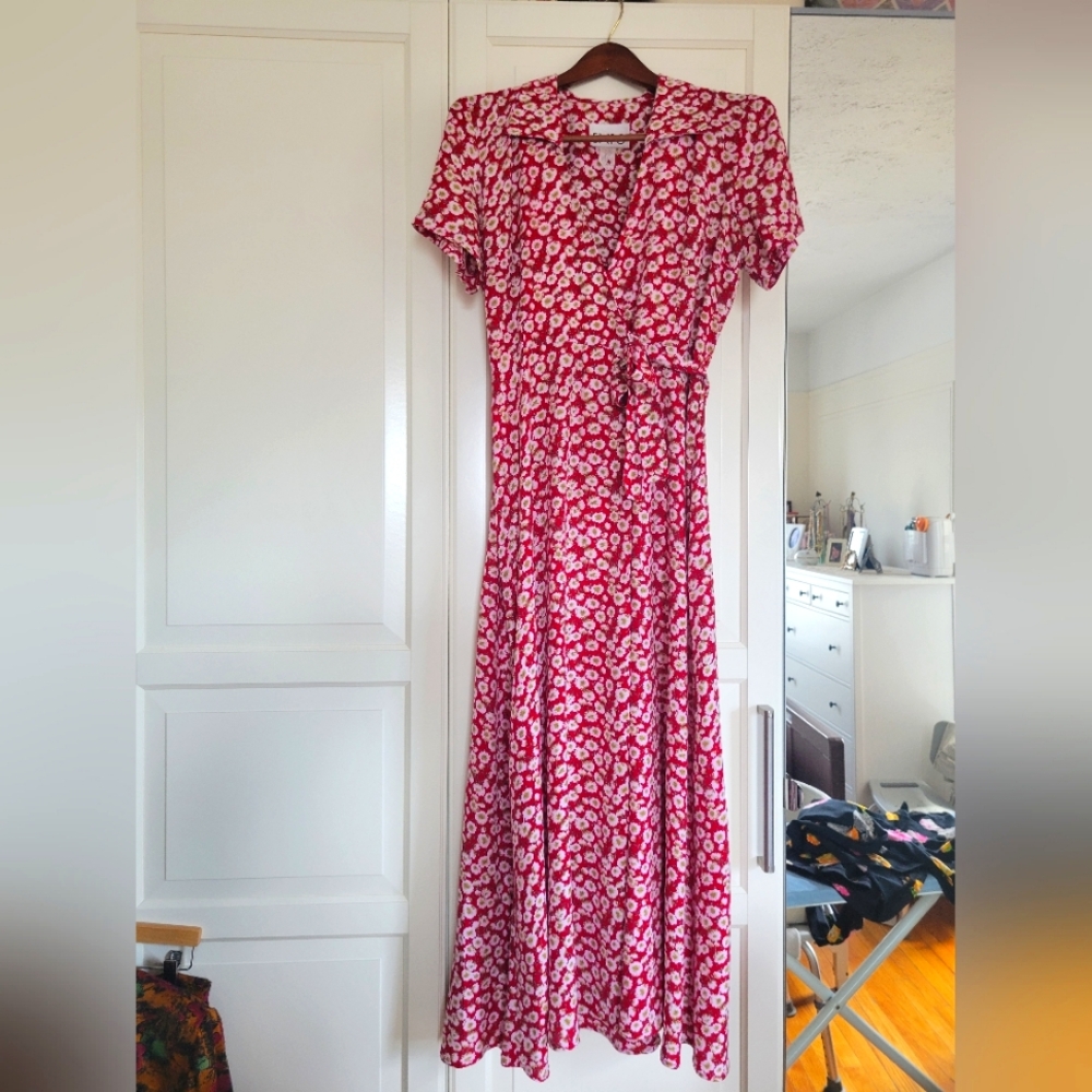 Vintage 90s EXPO Midi Wrap Dress